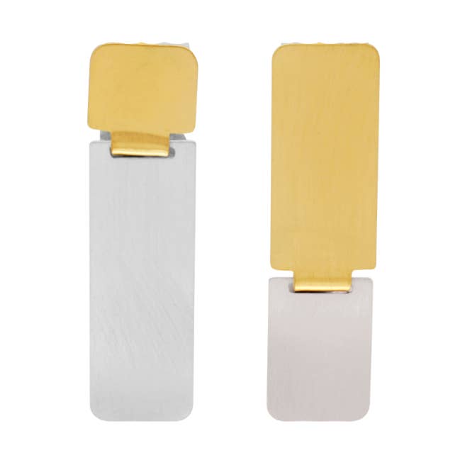 Theia IN:STORE Orecchino Rettangolare a 2 Toni Placcato Oro per la vendita all'ingrosso da parte di Dansk Copenhagen