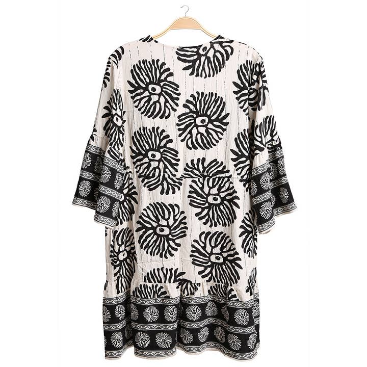 Sensibling Corp. - Wholesale Dress - Women's - Bohemian Printed V-Neck Tunic Summer Dress