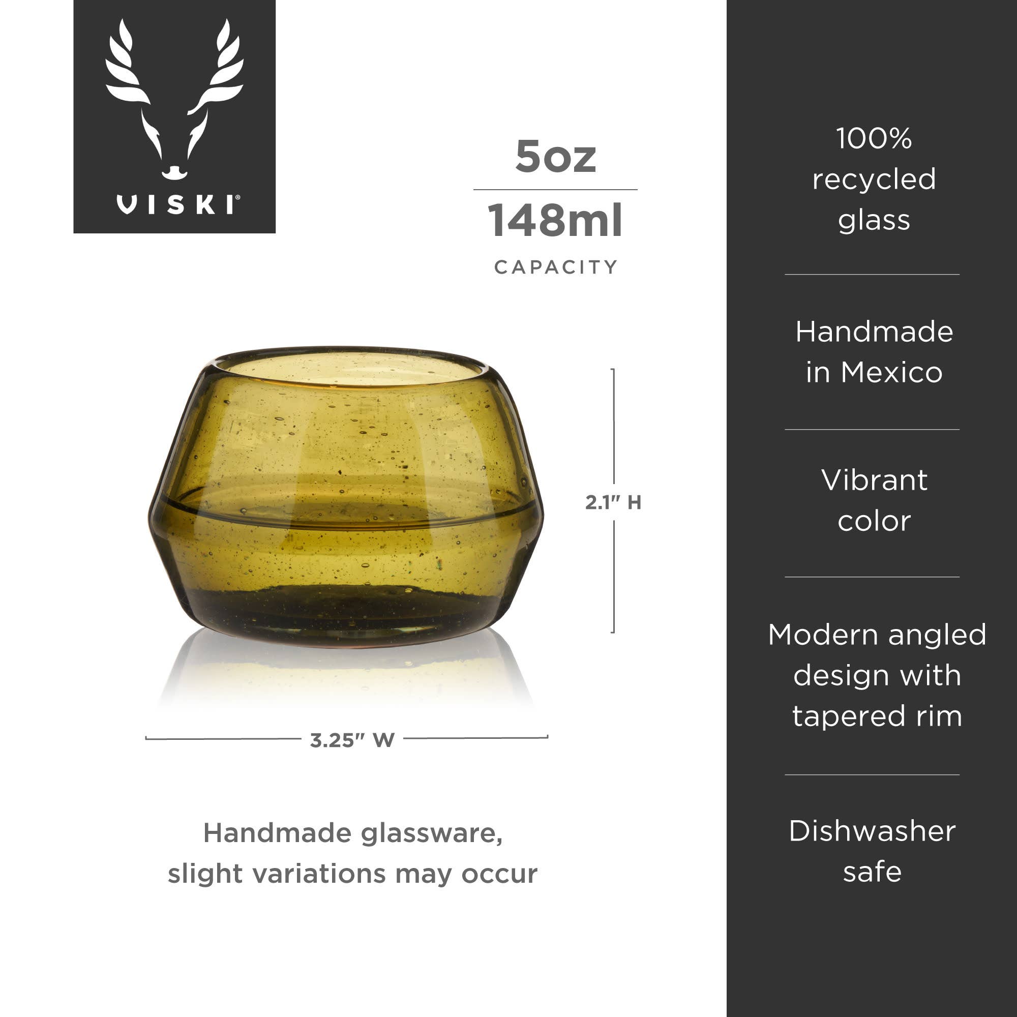 Viski - Vente Verres à cocktail/alcool - Copita de Tequila Verte en Verre Recyclé Fait Main6