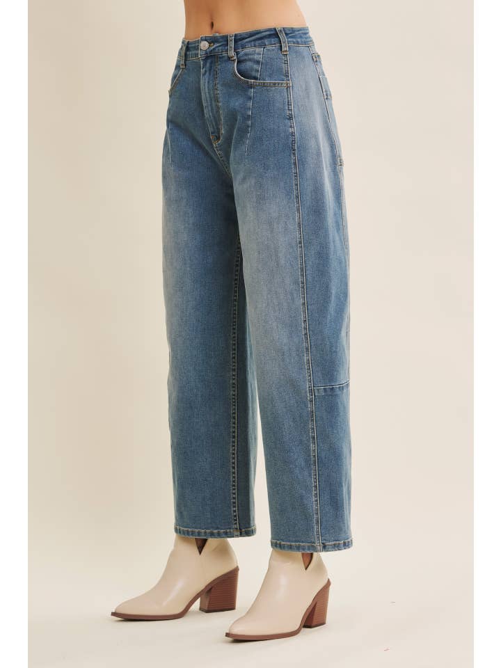 DENIM LAVÉ JEANS VINTAGE LAVÉS EXTENSIBLES ET SURDIMENSIONNÉS SANS EFFORT en vente sur Faire1