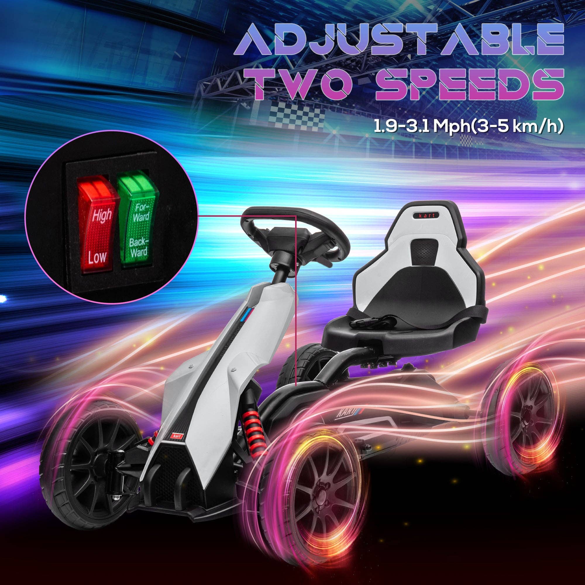 39F Inc. - Wholesale Toy Car/Truck - Kids - Aosom 12V Electric Go Kart for Kids –White, Adjustable Speed2