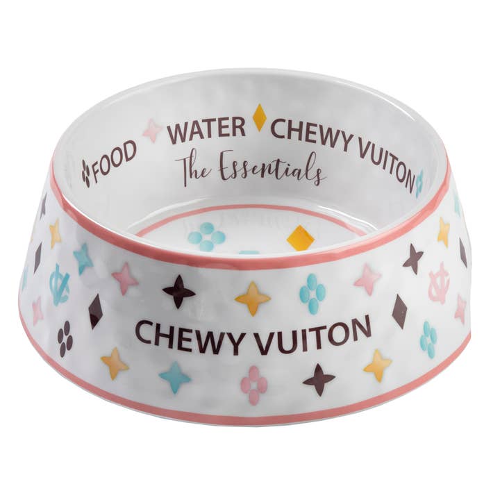 Haute Diggity Dog - Wholesale Pet Bowl - Cat/Dog - White Chewy Vuiton Dog Bowl - 3 Sizes!! Dog Food Bowl
