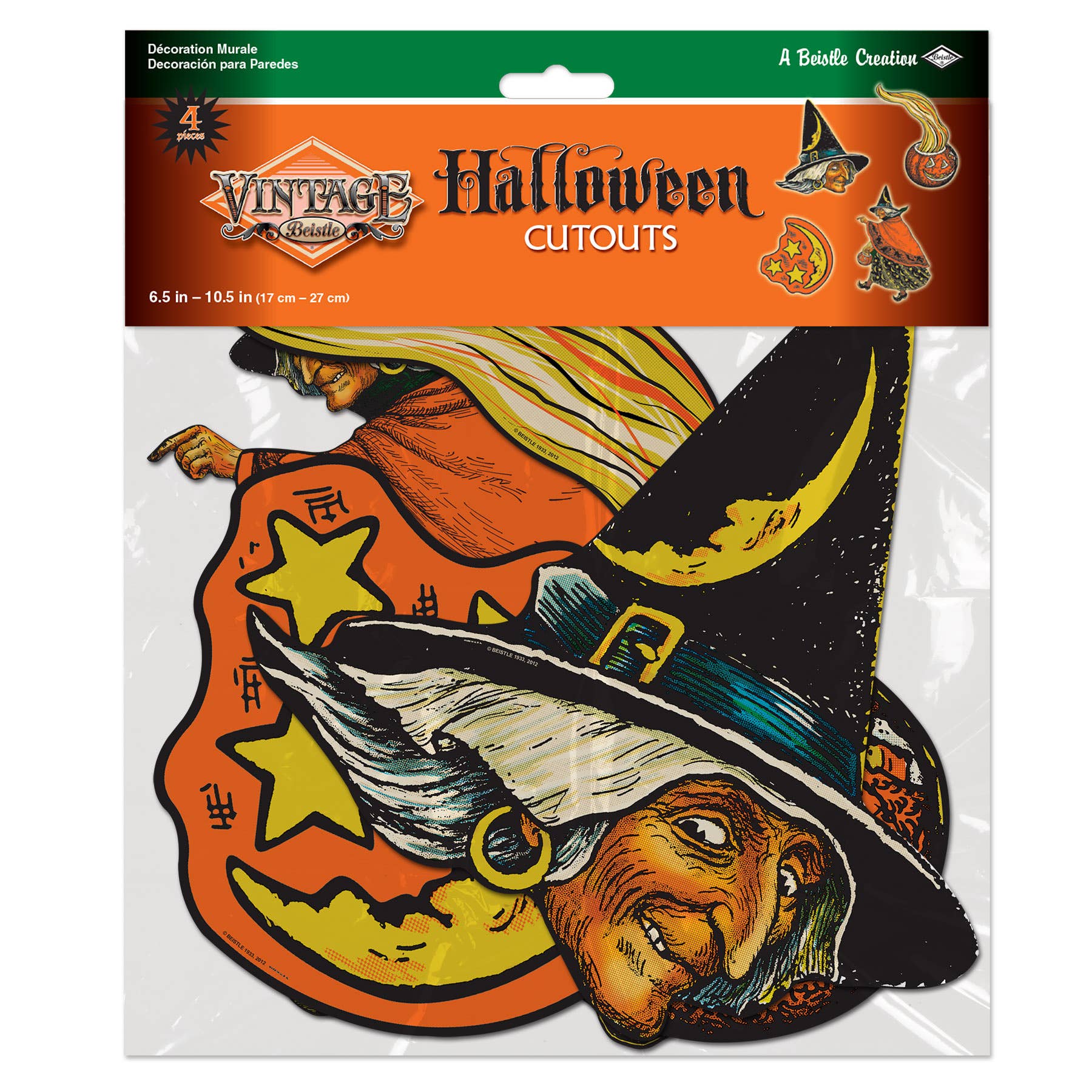 Beistle - Vente Découpages - Découpages d'Halloween vintage, lot de 4, 16,5 cm - 26,5 cm1