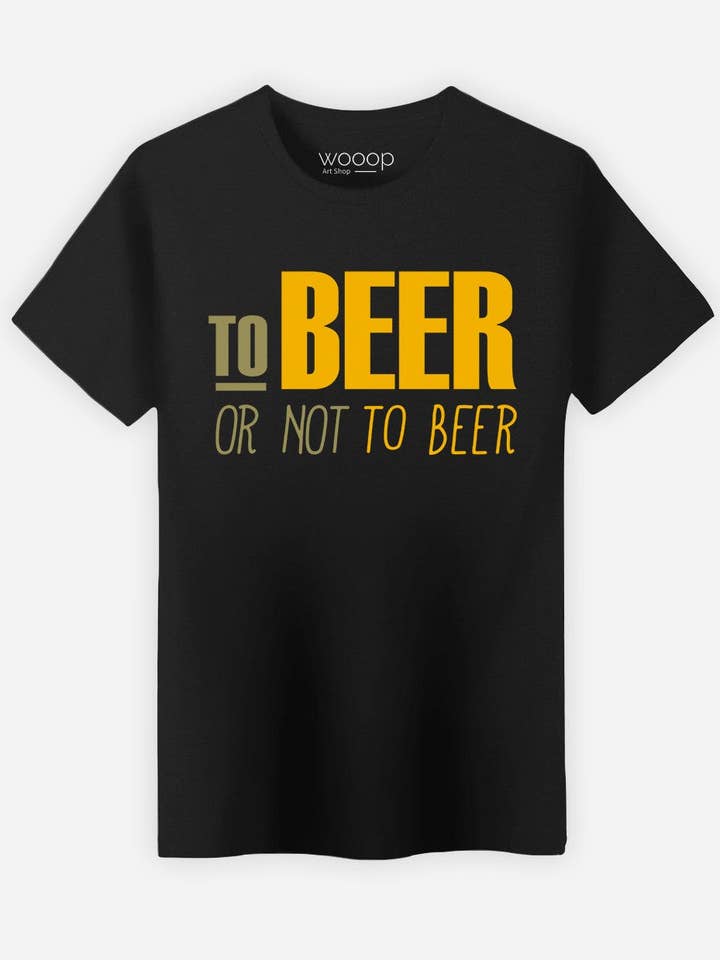 Camiseta preta masculina To Beer Or Not To Beer por atacado de Wooop