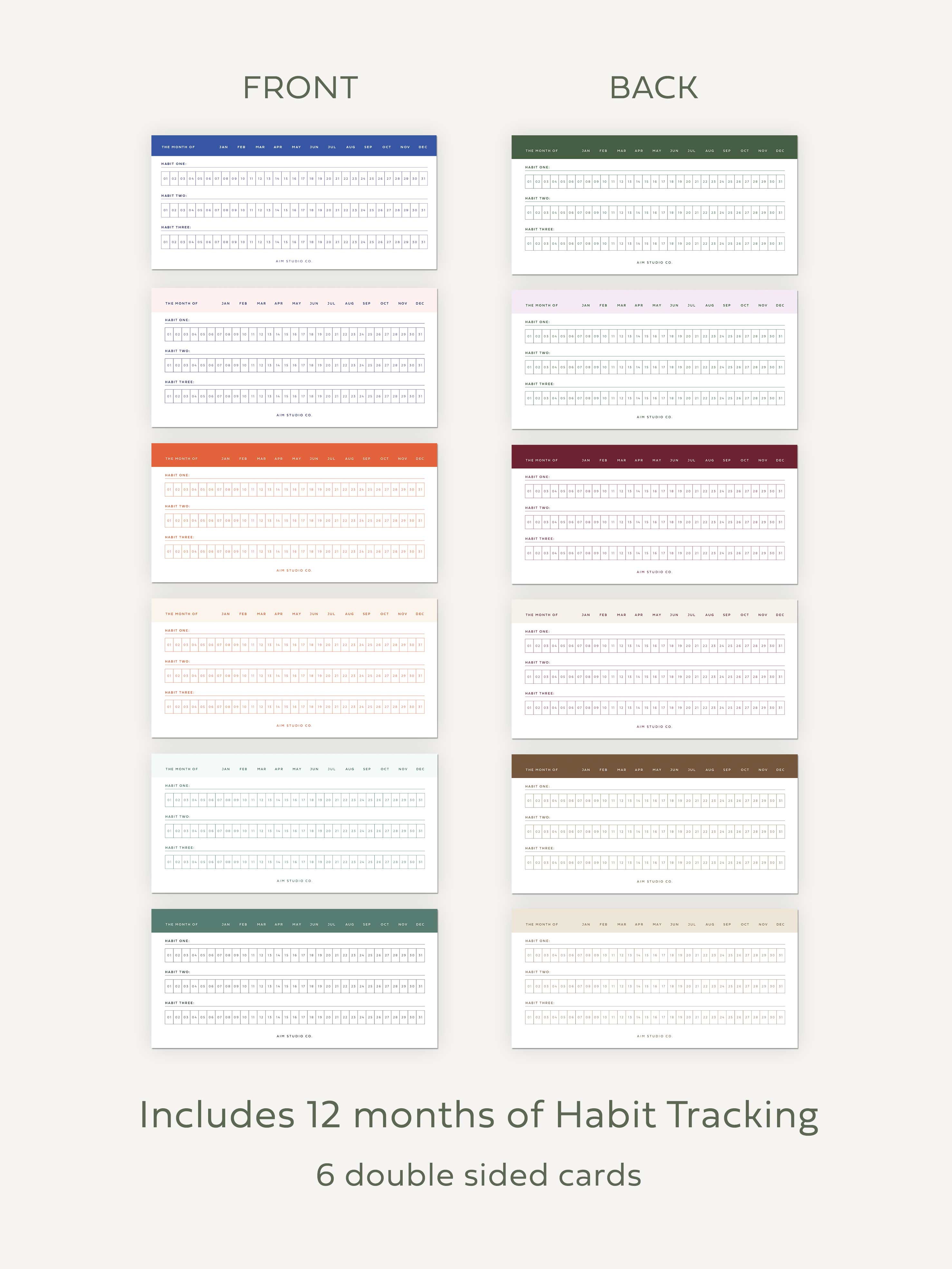 AIM Studio Co – wholesale Stationery/notecard set – Daily Habit Tracker Cards with Wooden Block | 365 Days5