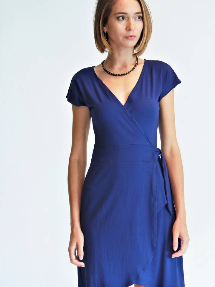 Adelyn SF - Wholesale Dress - Women's - Cap Sleeve Jersey Wrap Dress4