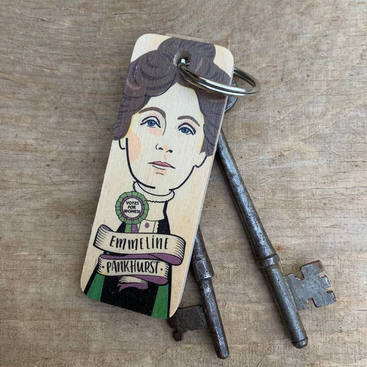 Emmeline Pankhurst houten sleutelhanger met karakter voor wholesale door Wotmalike