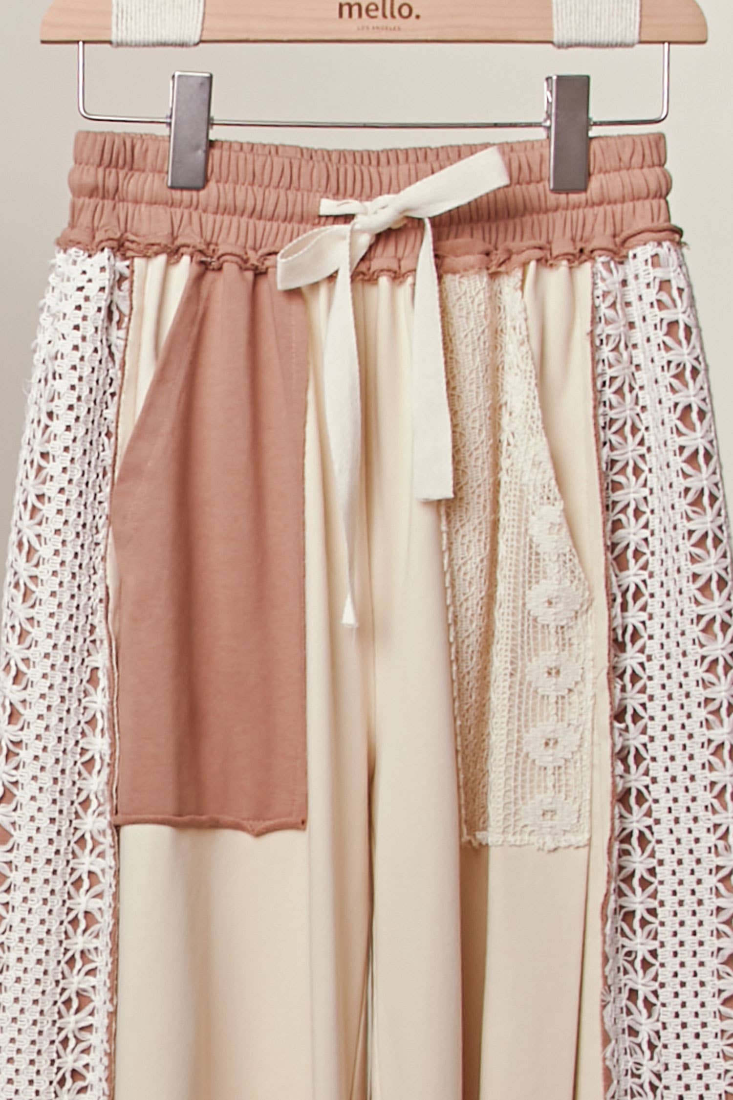 Multi Lace Accents Patchwork Maxi Pants for wholesale on Faire7