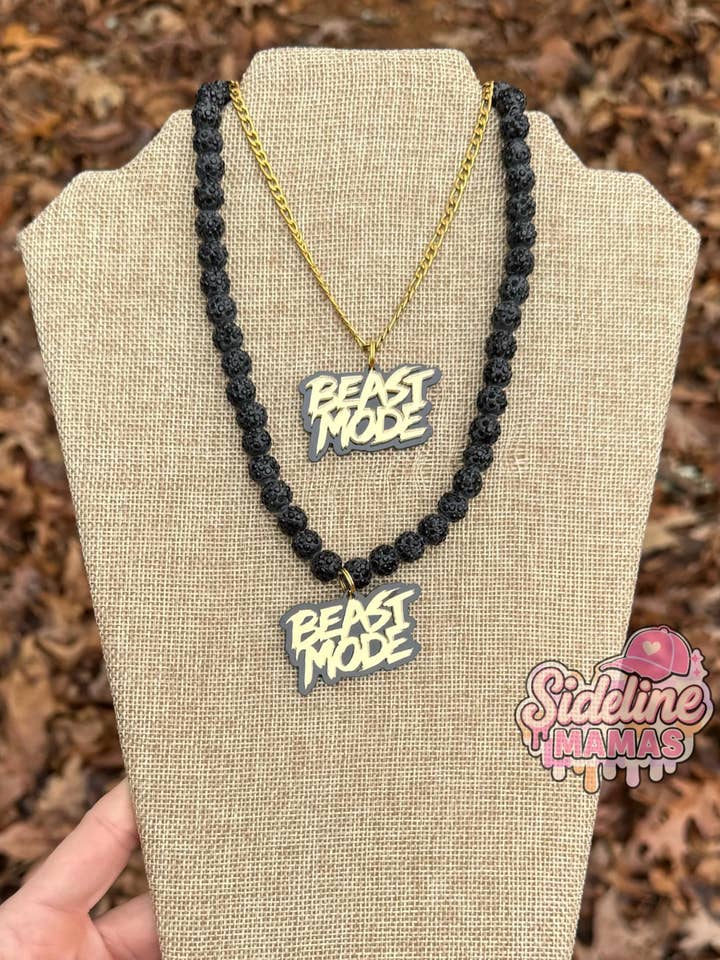 Beast Mode Mini Hype Chain Acrylic Pendant Necklace for wholesale by Sideline Mamas