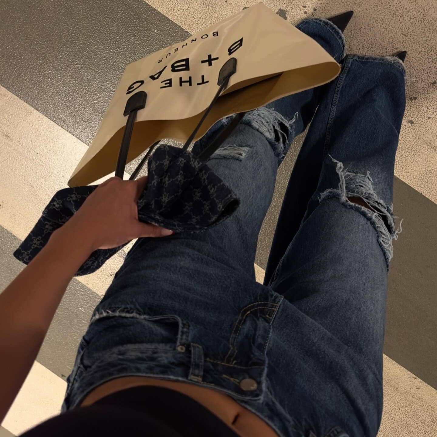 Blue Women's loose casual ripped jeans wide leg trousers for wholesale on Faire6