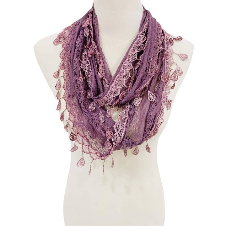 JC Sunny Fashion - Wholesale Scarf - Women's - Gorgeous Elegant lace Infinity Scarf