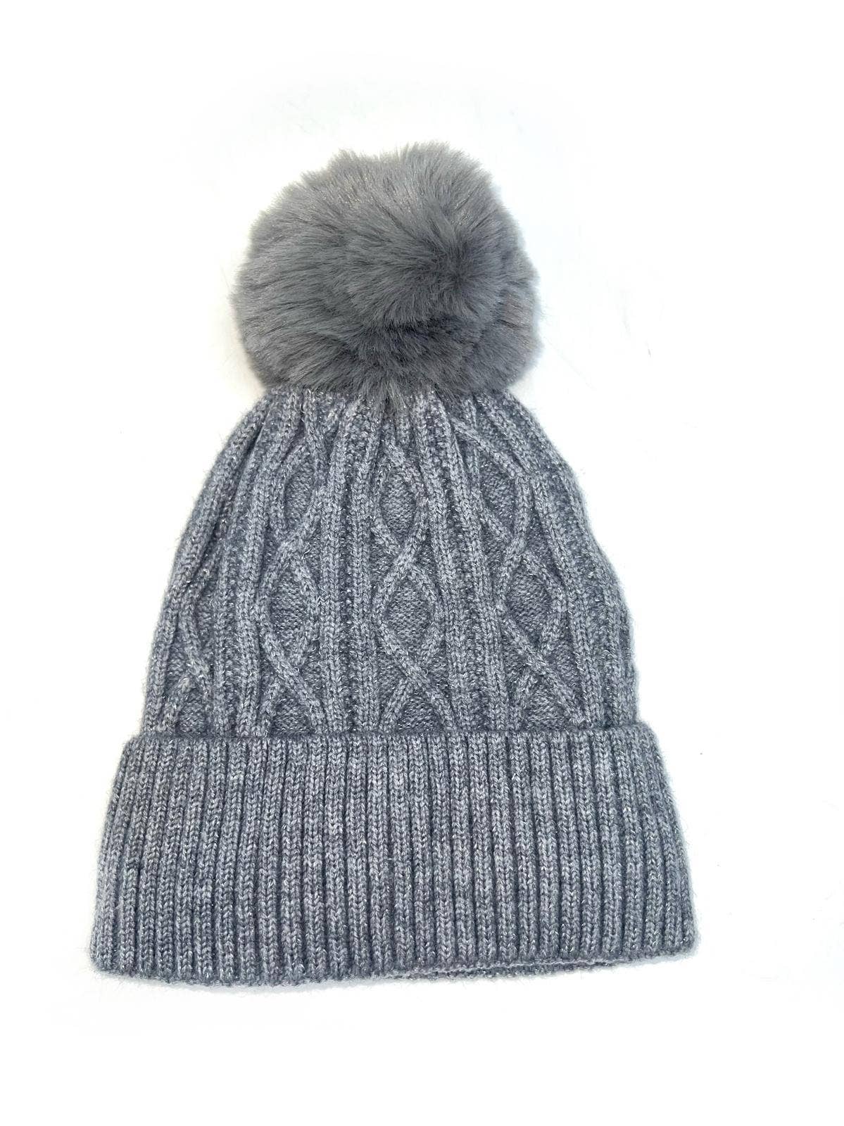 LINETA - Wholesale Beanie – Women's - BX-23 Unisex knit-effect beanie with sequins and pompom