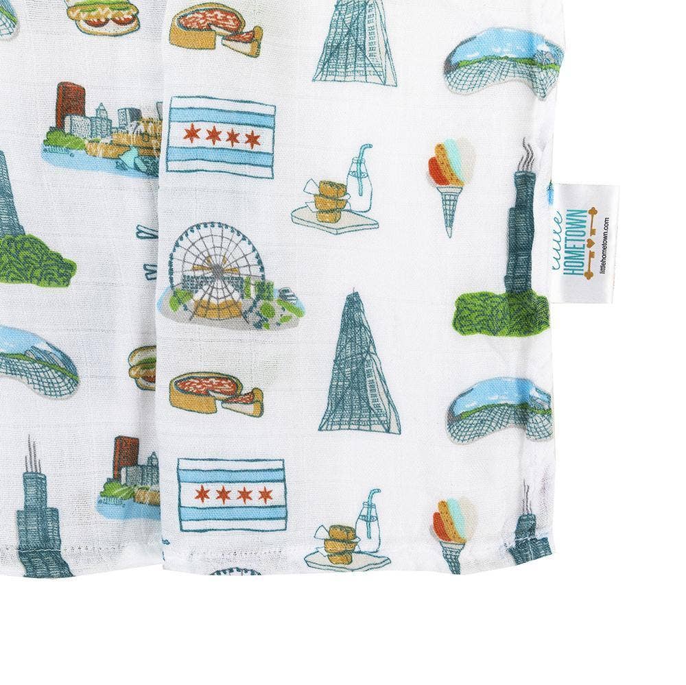 Little Hometown - Wholesale Swaddle - Baby - Chicago Baby Muslin Swaddle Blanket4