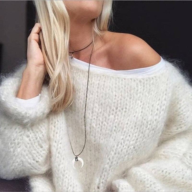 Plush Looks - Vente Pull en maille – femme - Pull en maille lâche uni en mohair3