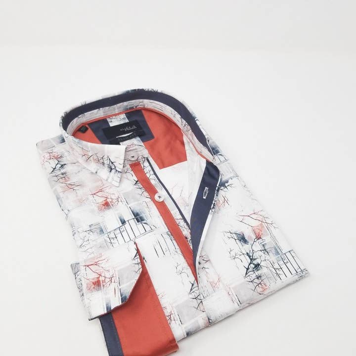 Vit skjorta med röda grenar Design #M -10380 för wholesale av EIGHT X