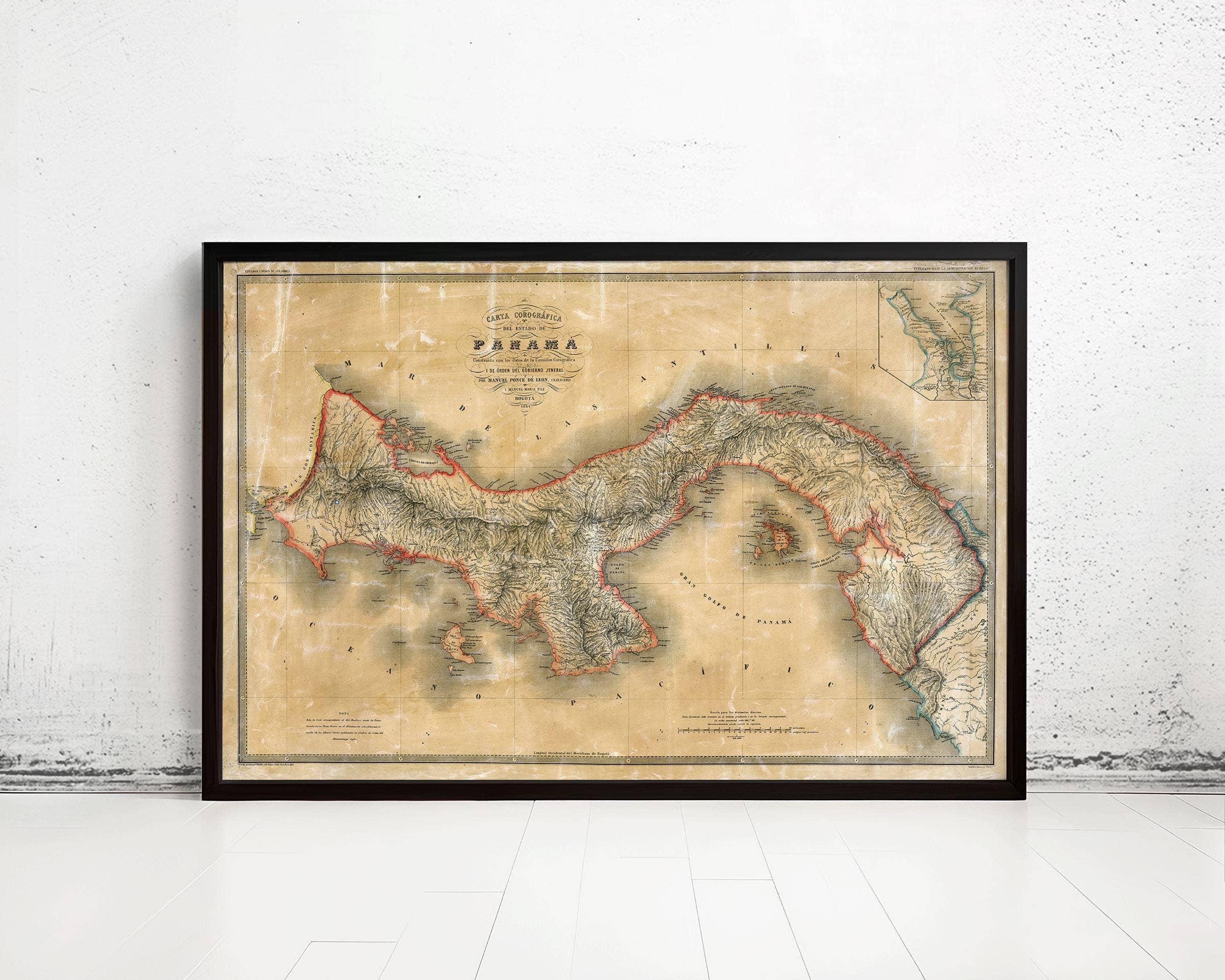 OldCityPrints - Old Maps and Posters - Wholesale Art Print - Old Map of Panama 1865 Vintage Map | Vintage Map Wall Art Print