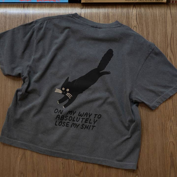 Lose My Shit Cat Boxy Tee | Women's Funny Graphic T Shirt and other Purchase Wholesale faded black t shirt. Free Returns & Net 60 Terms on Faire trending on Faire.