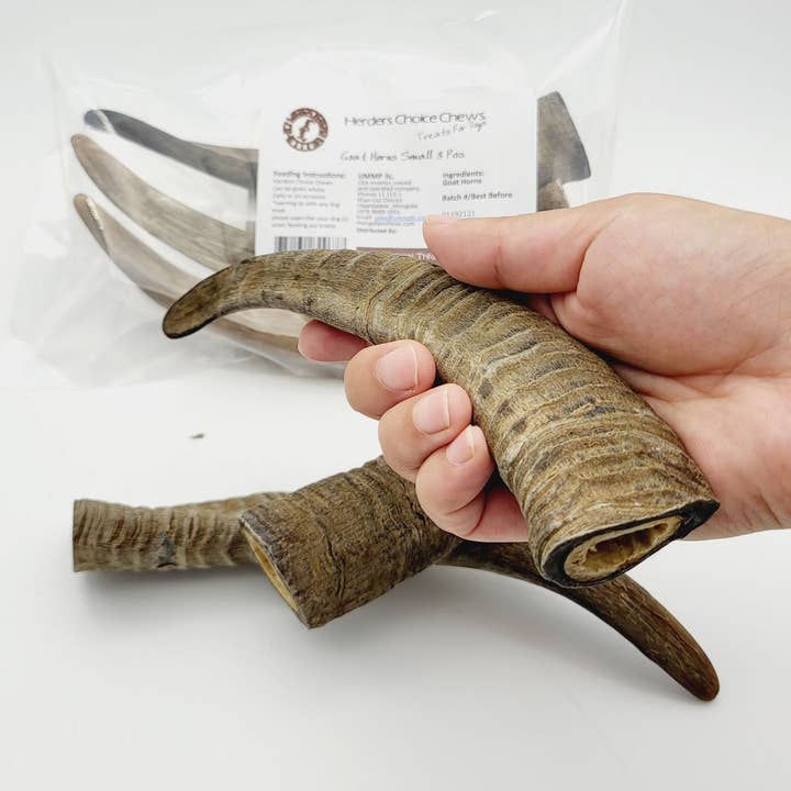 Herders Choice Chews Dried Goat Horns Small 3pcs. for wholesale by Herders Choice Chews