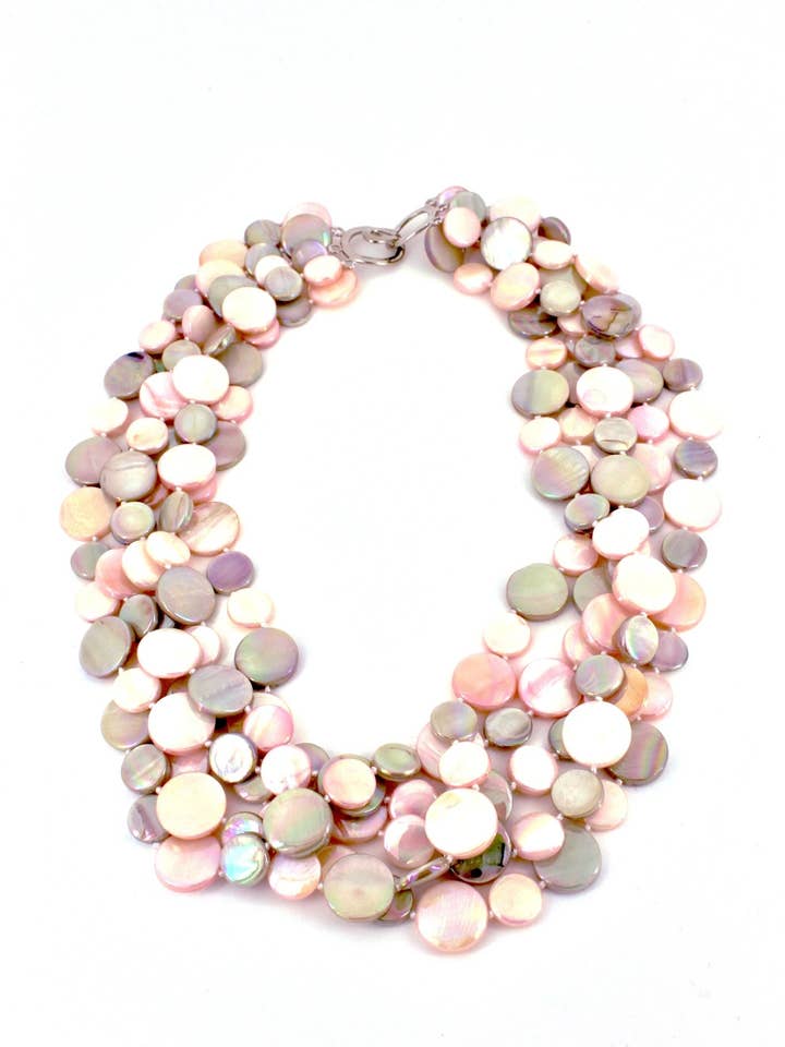 382050 - Taupe/Pink 5 Strand MOP Necklace for wholesale by Sea Lily