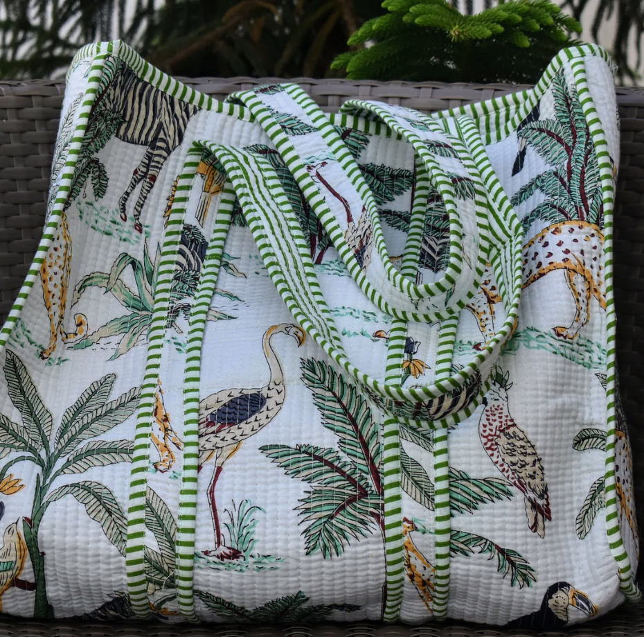 Assorted designs Quilted Block Print Tote Bags  for wholesale on Faire4