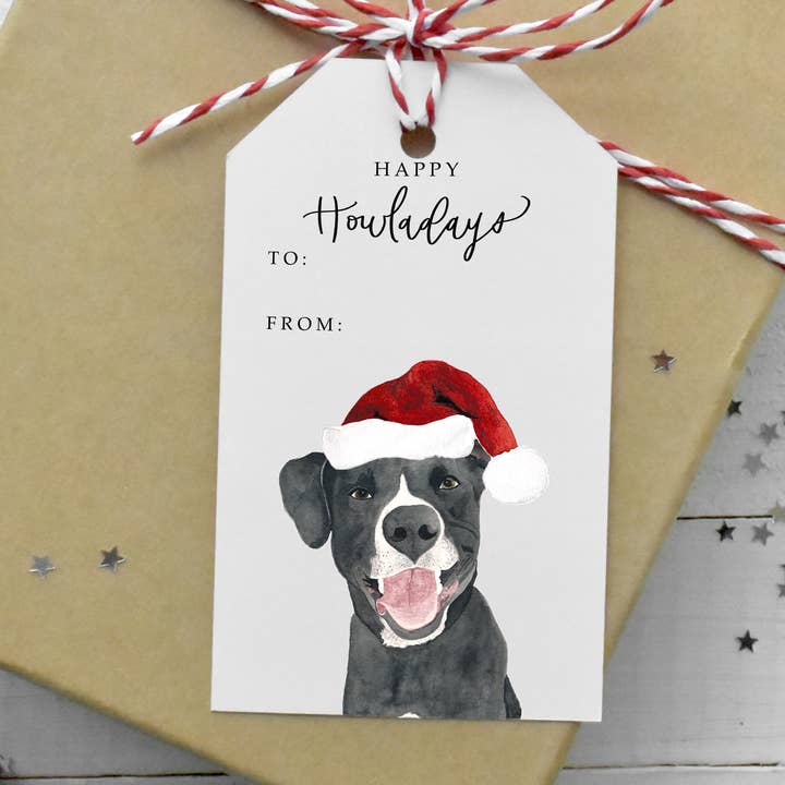 Étiquette cadeau de Noël Pit Bull Dog Mixte pour la vente par Two Peas Paper Co.