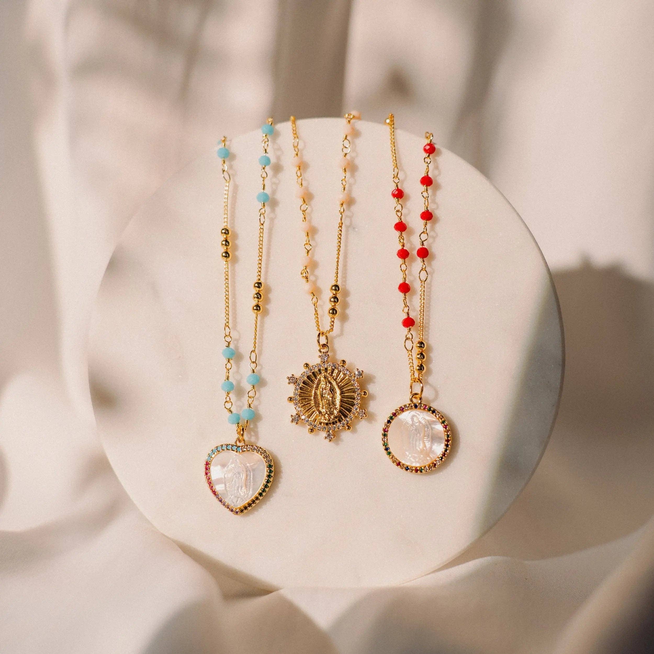 PHOEBE´S - Vendita all'ingrosso Collana con ciondolo/pendaglio - Collana delicata con medaglia della Vergine, ciondoli religiosi, regalo cattolico3