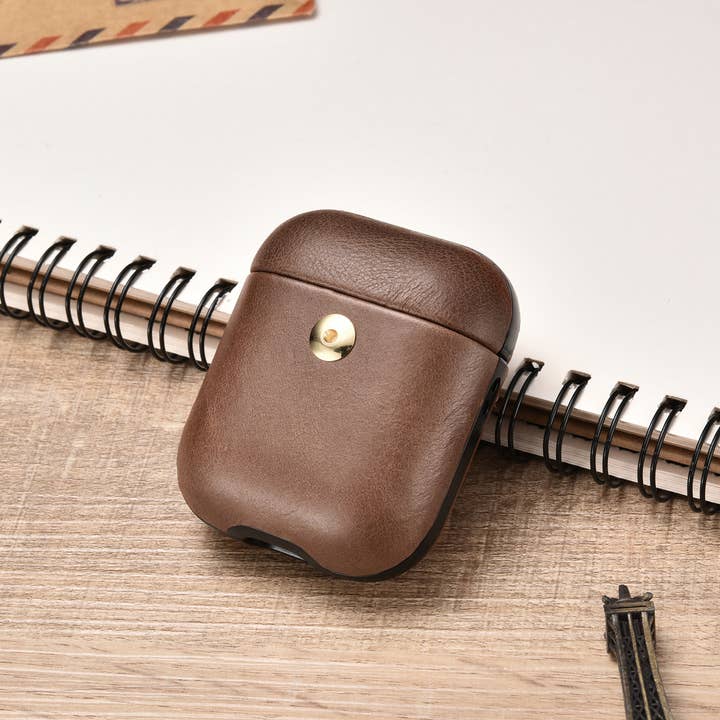 CairPods – wholesale Airpod-/hörlursfodral - Unisex – Äkta läder AirPods 1&2 fodral Crazy Horse Läder Brun3