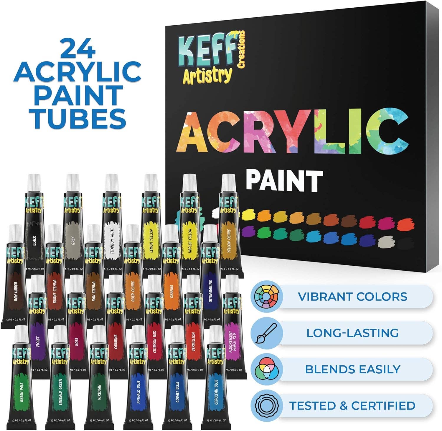 Keff Creations – Conjunto de pintura por atacado – Conjunto de pincéis de tinta acrílica Creations, ótimo conjunto de suprimentos de tinta2