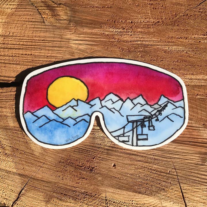 Ski Goggles Sticker for wholesale by Holly Sage Art