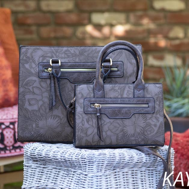 Morgan Hibiscus Floral geprägtes Tote-Bag-Set für den Großhandel von KAYLA+AVA