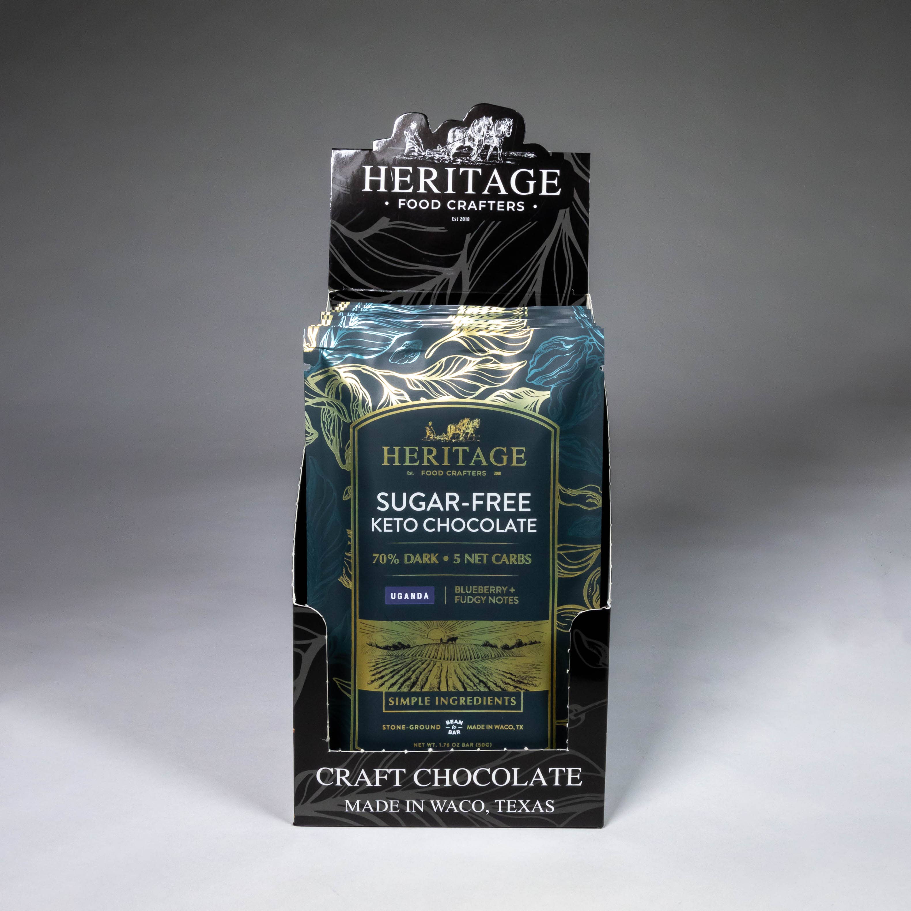 Heritage Food Crafters - Wholesale Chocolate Bar - 70% Uganda Dark 50g - Award-Winning Craft Chocolate Bars0