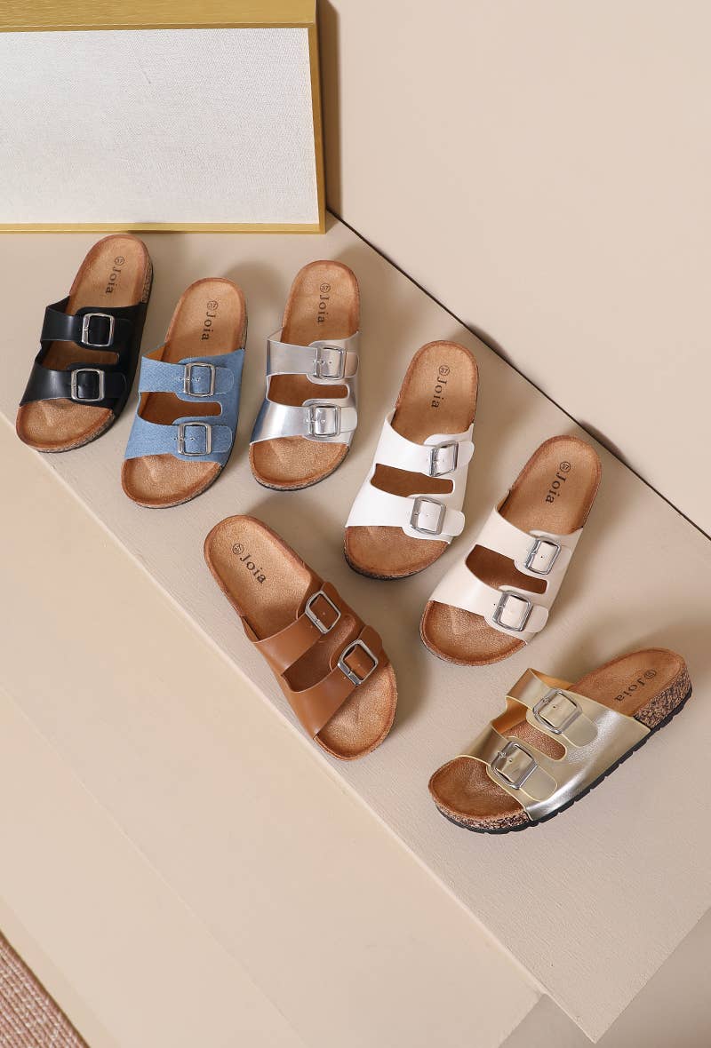 Joia Paris - Wholesale Sandaal - Dames - platte sandaal met dubbele band en verstelbare gesp W-12920