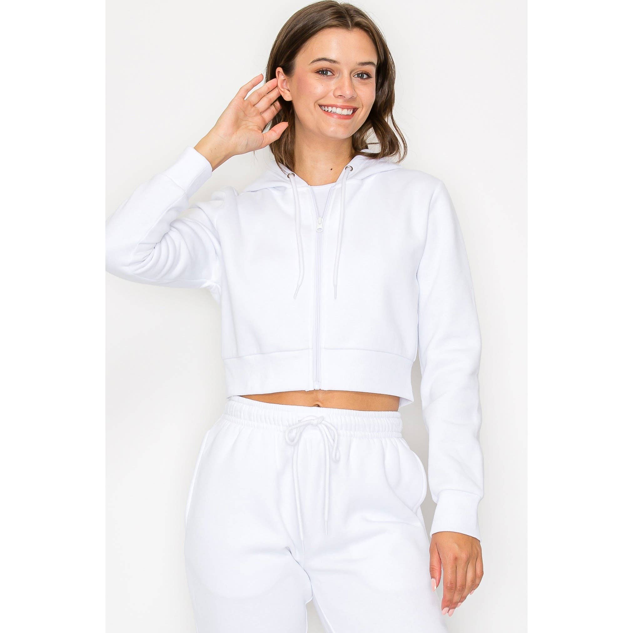 UP CLOTHING - Wholesale Hoodie - Women's - Cropped Fleece Zip Up Hoodie Jacket18