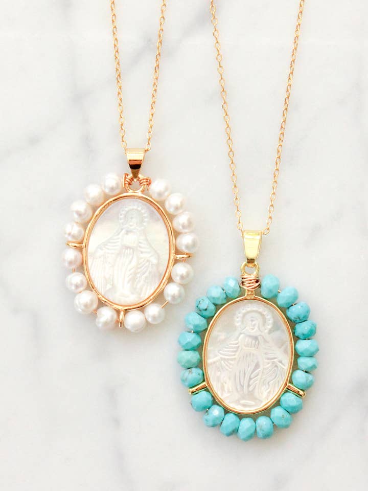 Virgen Milagrosa medaljon kæde for engroshandel hos Cara O Sello Brand