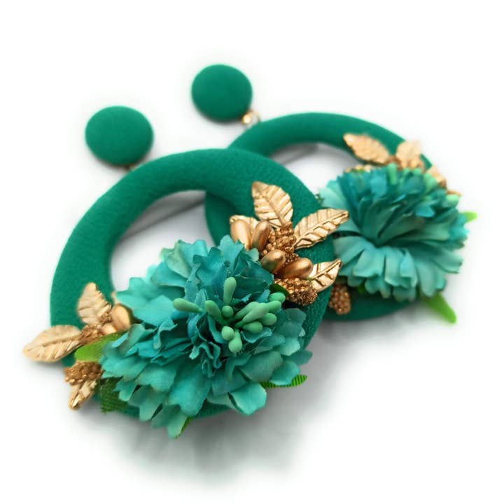 BRANDELIA - Wholesale Dangle Earrings - Large flamenco earrings · Turquoise hoop3