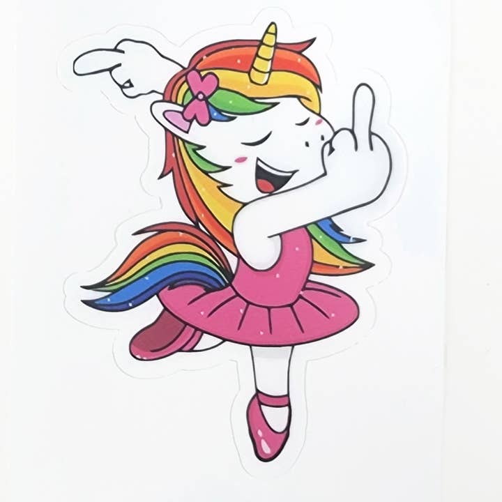 Vinyl Sticker - Ballerina Unicorn Shooting a Bird for wholesale by Candlelit Desserts