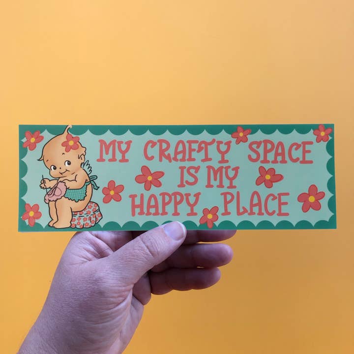 Crafty Kewpie Bumper Sticker for wholesale by Cosmic Flower