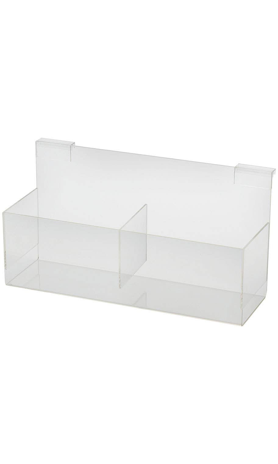 Store Supply Warehouse - Wholesale Retailer Display - Accessories - Clear Acrylic Double Display Bin for Slatwall or Wire Grid0