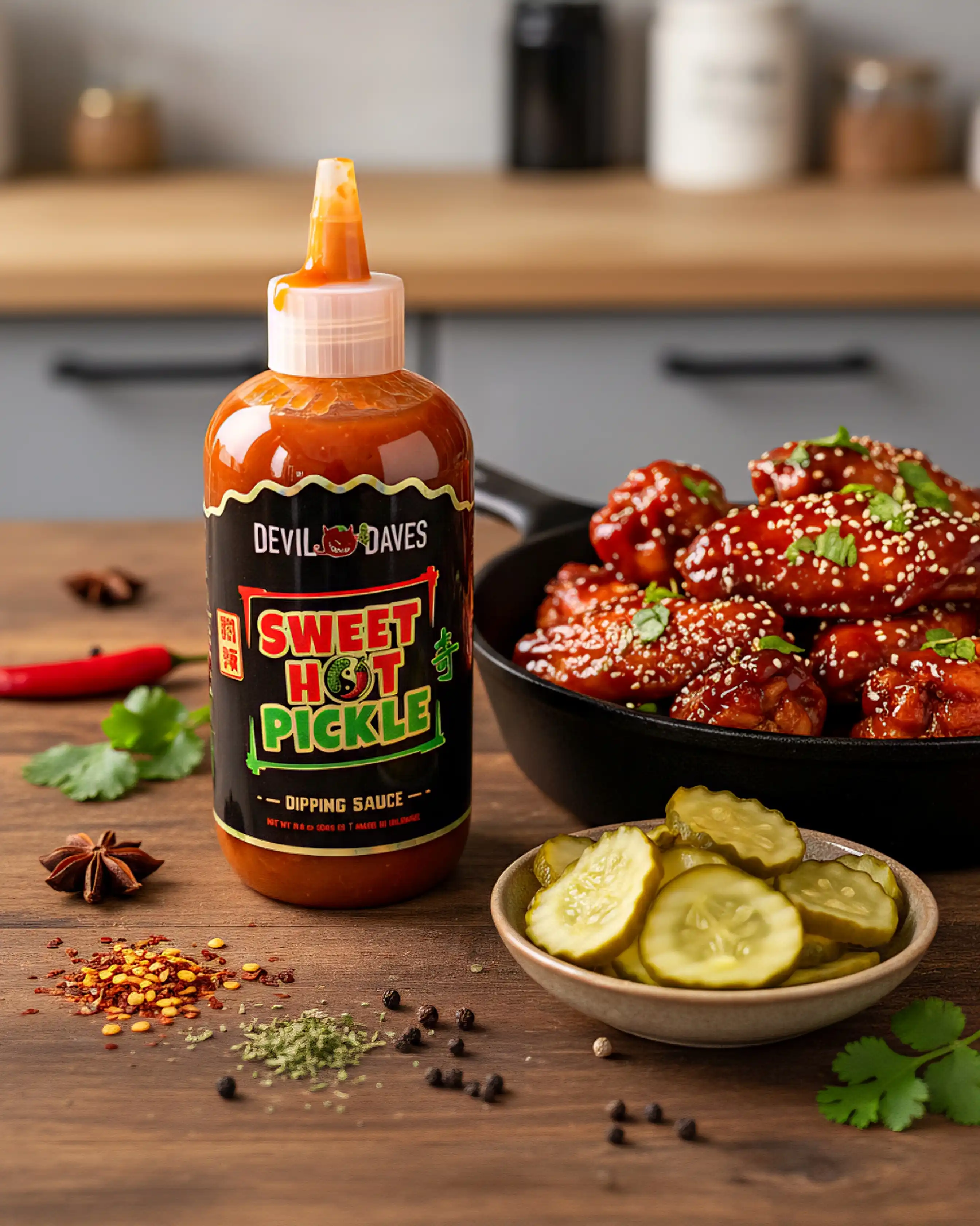 Devil Daves Bloody Mary Co - Wholesale Hot Sauce - 9 PCS | Sweet Hot Pickle - Thai Chili Dipping Sauce1