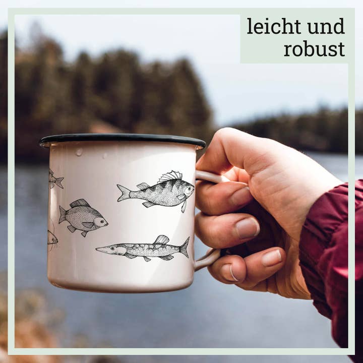 LIGARTI – Großhandel Kaffeebecher – Emaille Tasse – Süßwasserfische