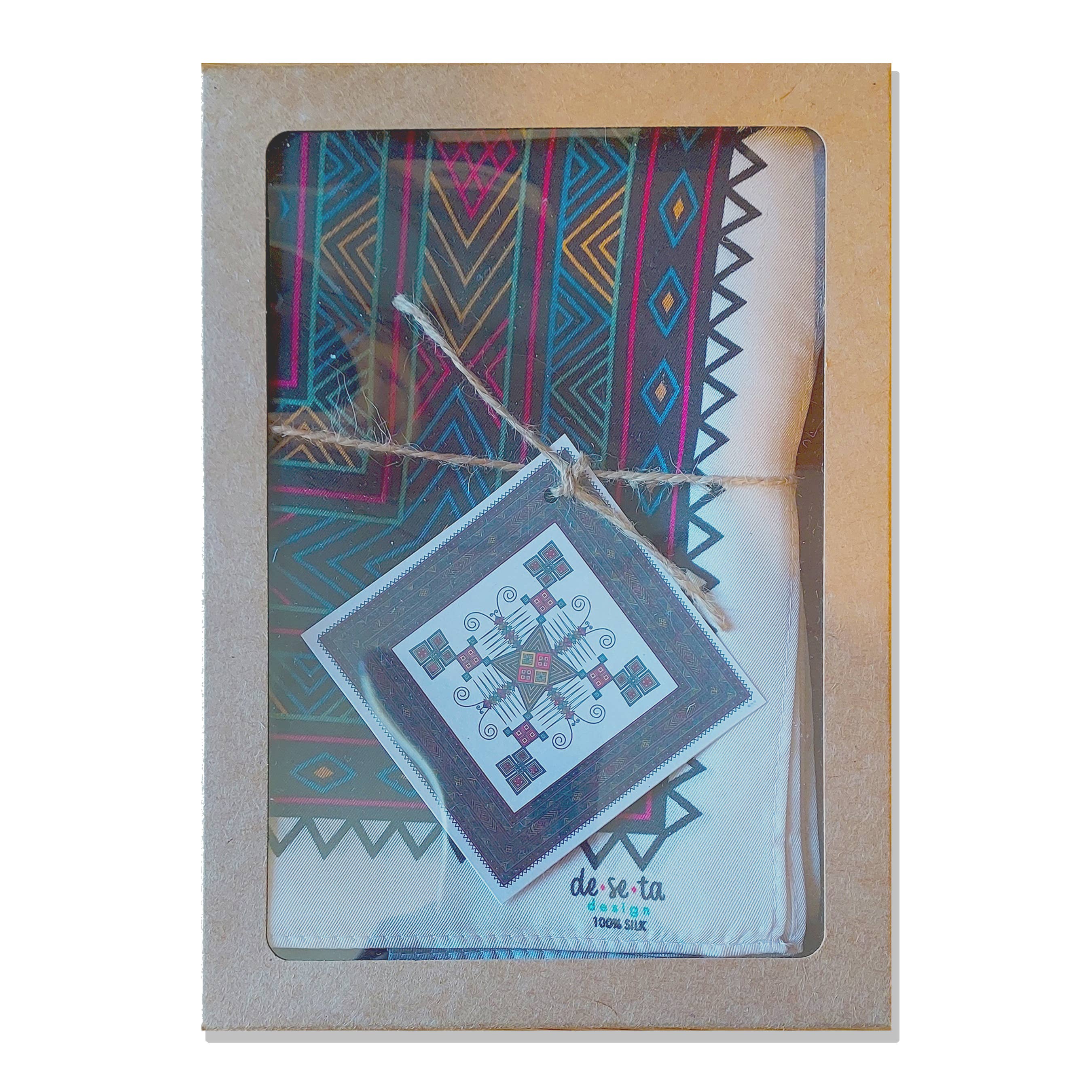 Deseta Design - Wholesale Scarf - Unisex - Ethiopian Style Embroidered Motif (Tilf) Printed Silk Scarf3