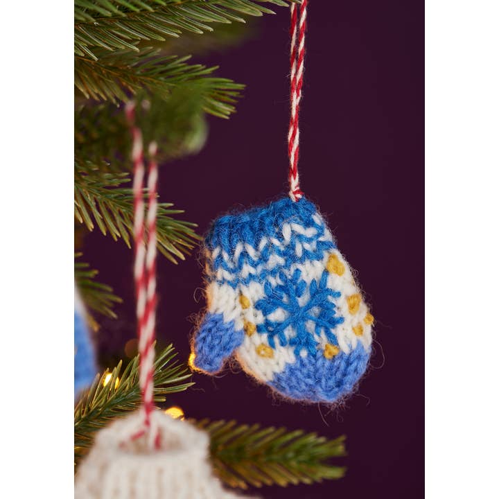Namaste - Wholesale Christmas decoration - Set of 3 Knitted Winter Woolies Blue2
