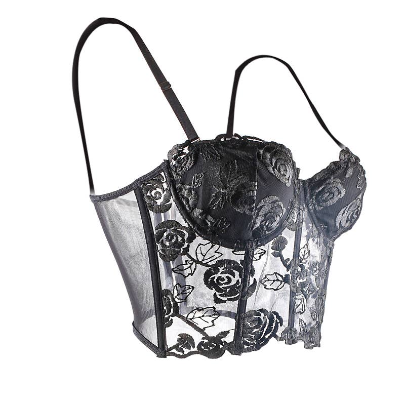 Lovely Lies - Wholesale Corset - Women's - Ladies  Sexy Embroidered Floral Lace Strapless Corset5