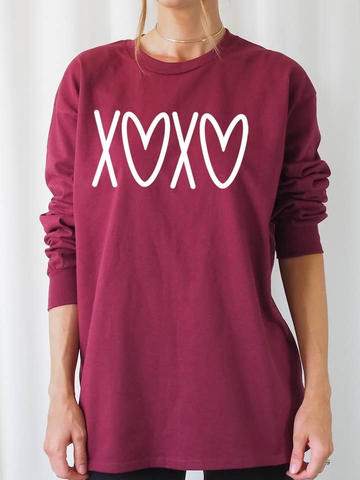 XOXO Valentine Graphic Plus Lange Mouw T-shirt voor wholesale door COLORBEAR