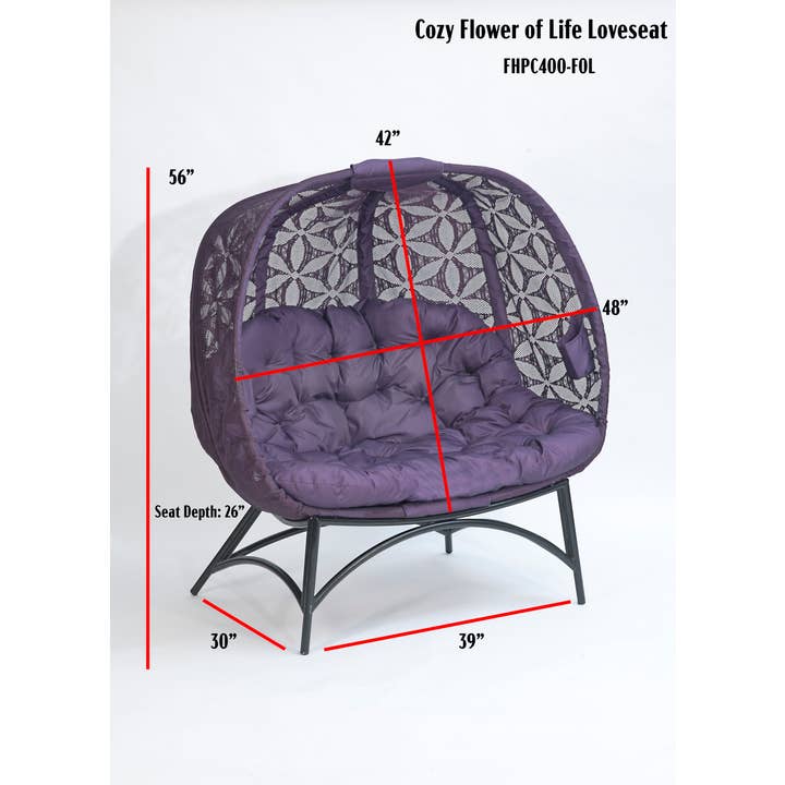 FlowerHouse - Vente Chaises - Causeuse confortable citrouille en fleur de vie violet4