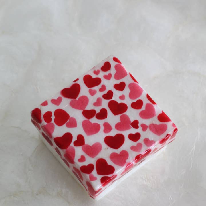 3" Capiz Box Mini Hearts (Red/Pink) for wholesale by Dekorasyon Gifts Decor