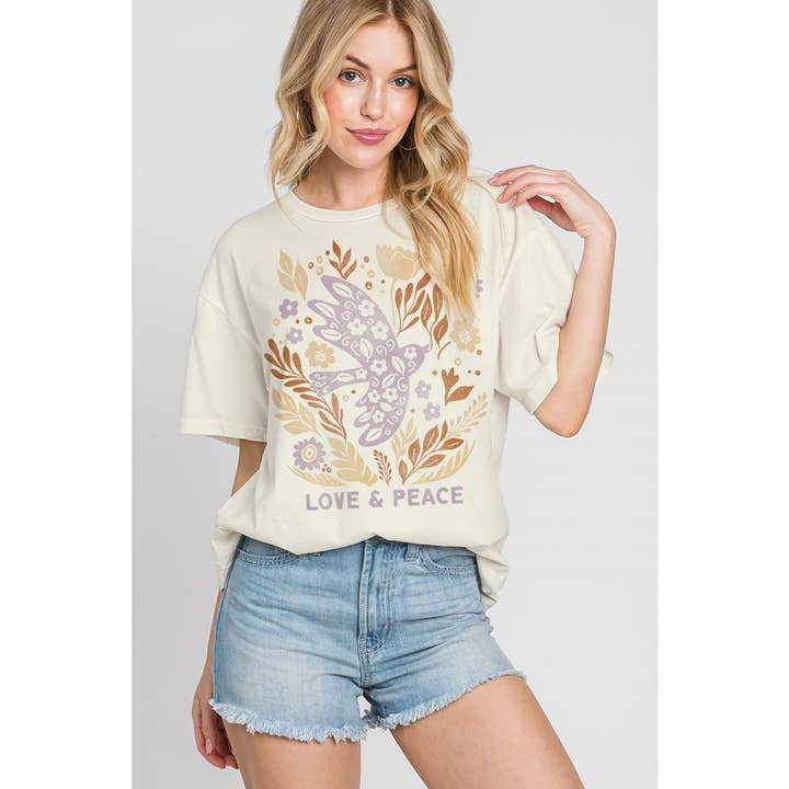 HRTandLUV - Wholesale T-Shirt (Graphic) - Women's - LOVE N PEACE MINERAL GRAPHIC TEE1