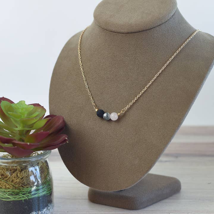 Lauren Lane - Wholesale Pendant/charm necklace - Essential Oil Lava Stone Pendant Necklaces9