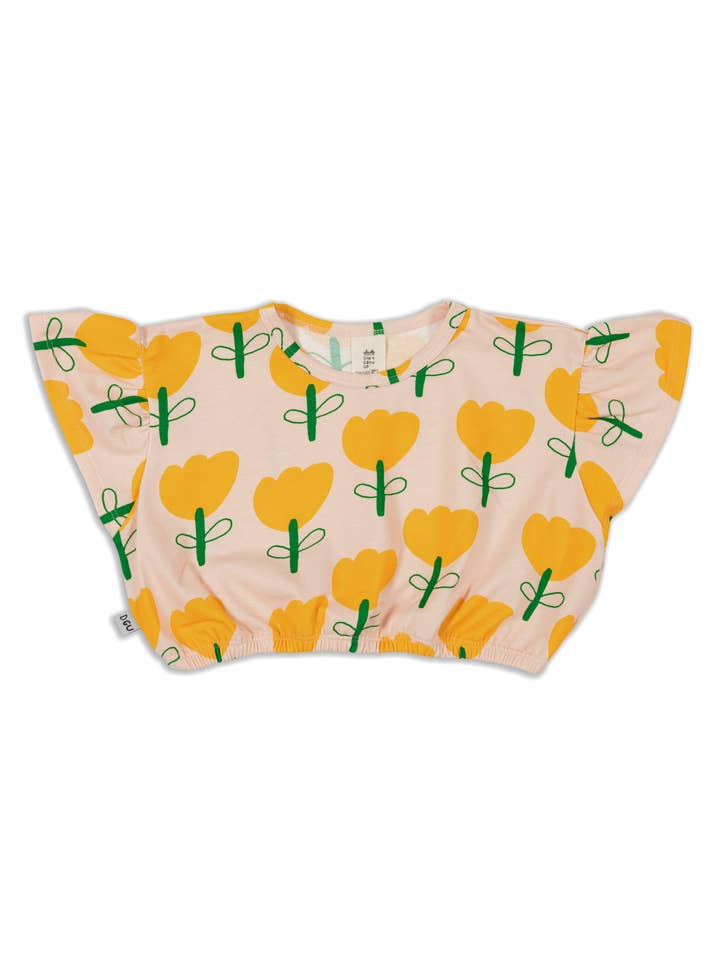 Dont Grow Up - Wholesale T-Shirt - Kids - YELLOW FLOWER CROPPED SHIRT