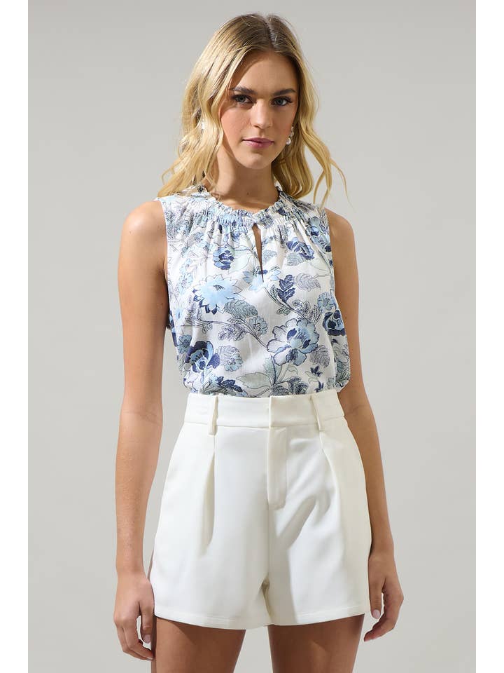 WHITE BLUES Wrenley Garden Floral True Smocked Blouse for wholesale on Faire